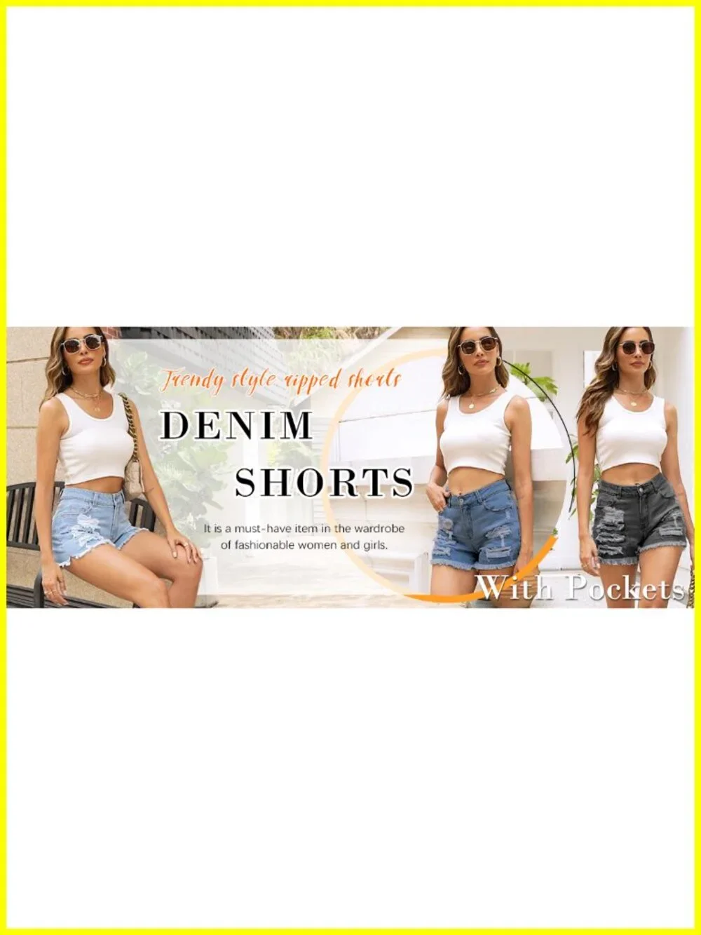 Women's Distressed Denim Shorts High Waisted Ripped Summer Stretchy Hot Shorts